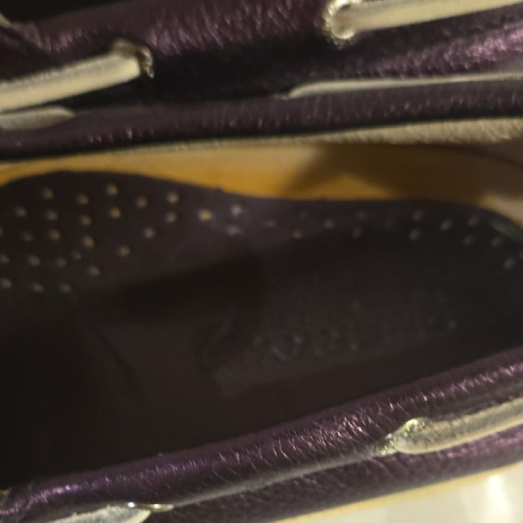 Sperry Top Strider Purple Metalic Leather Loafers - Picture 5 of 7